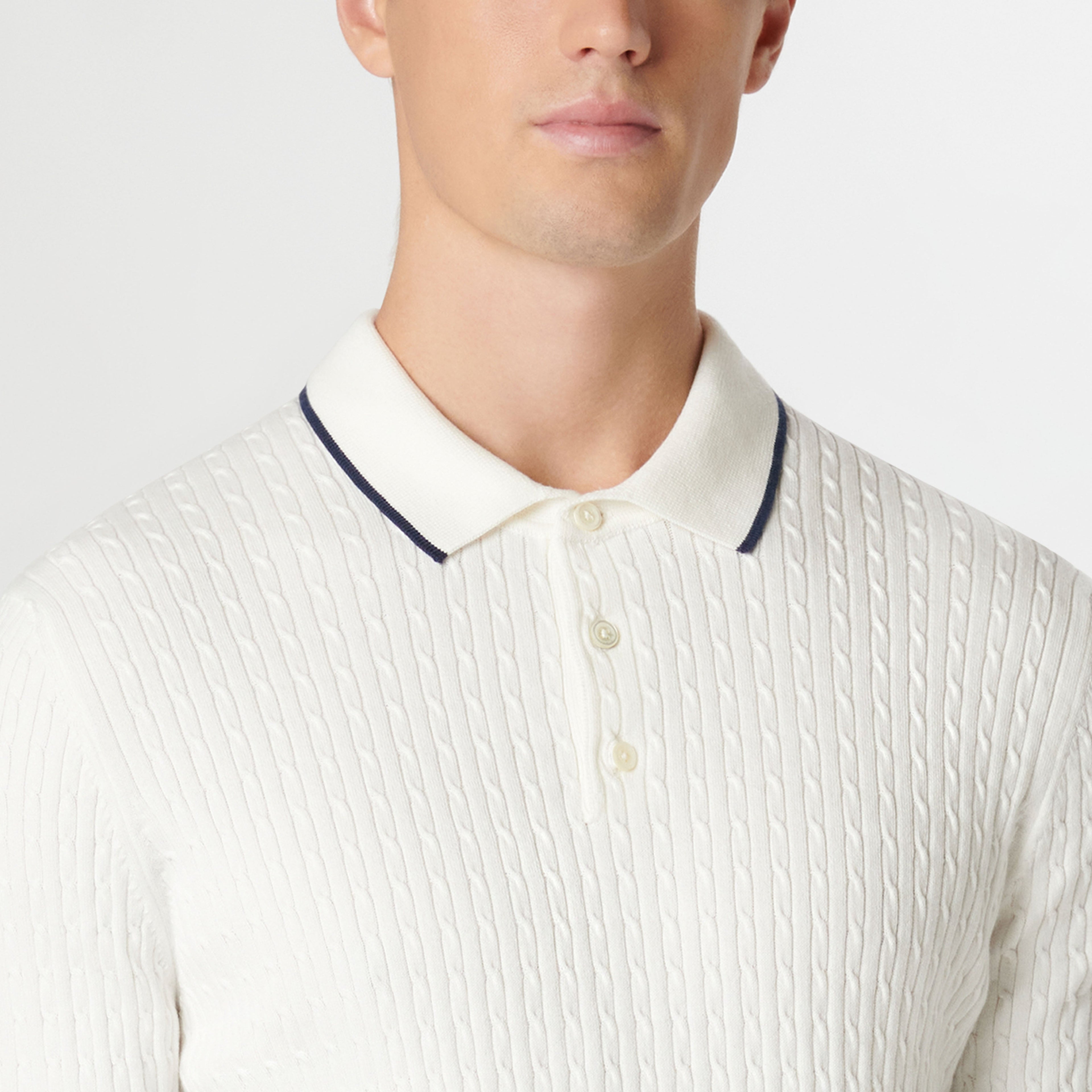 Cable Stitch Short Sleeve Polo Sweater