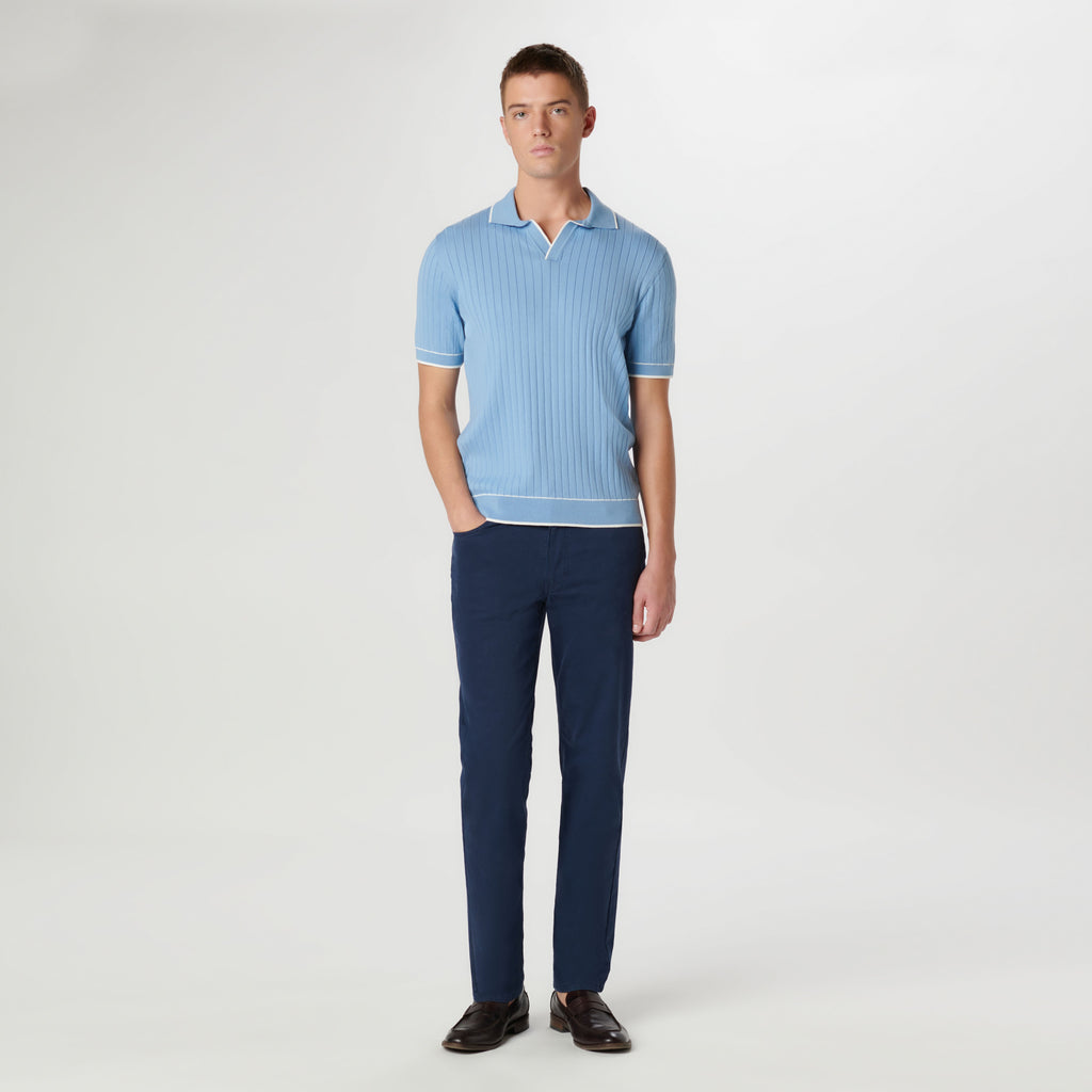 Rib Stitch Short Sleeve Johnny Sweater