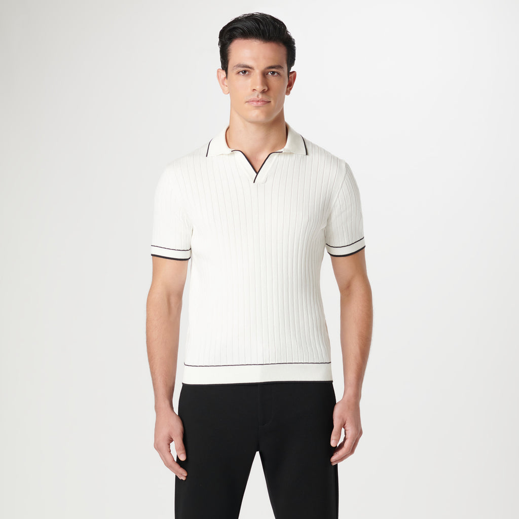 Rib Stitch Short Sleeve Johnny Sweater