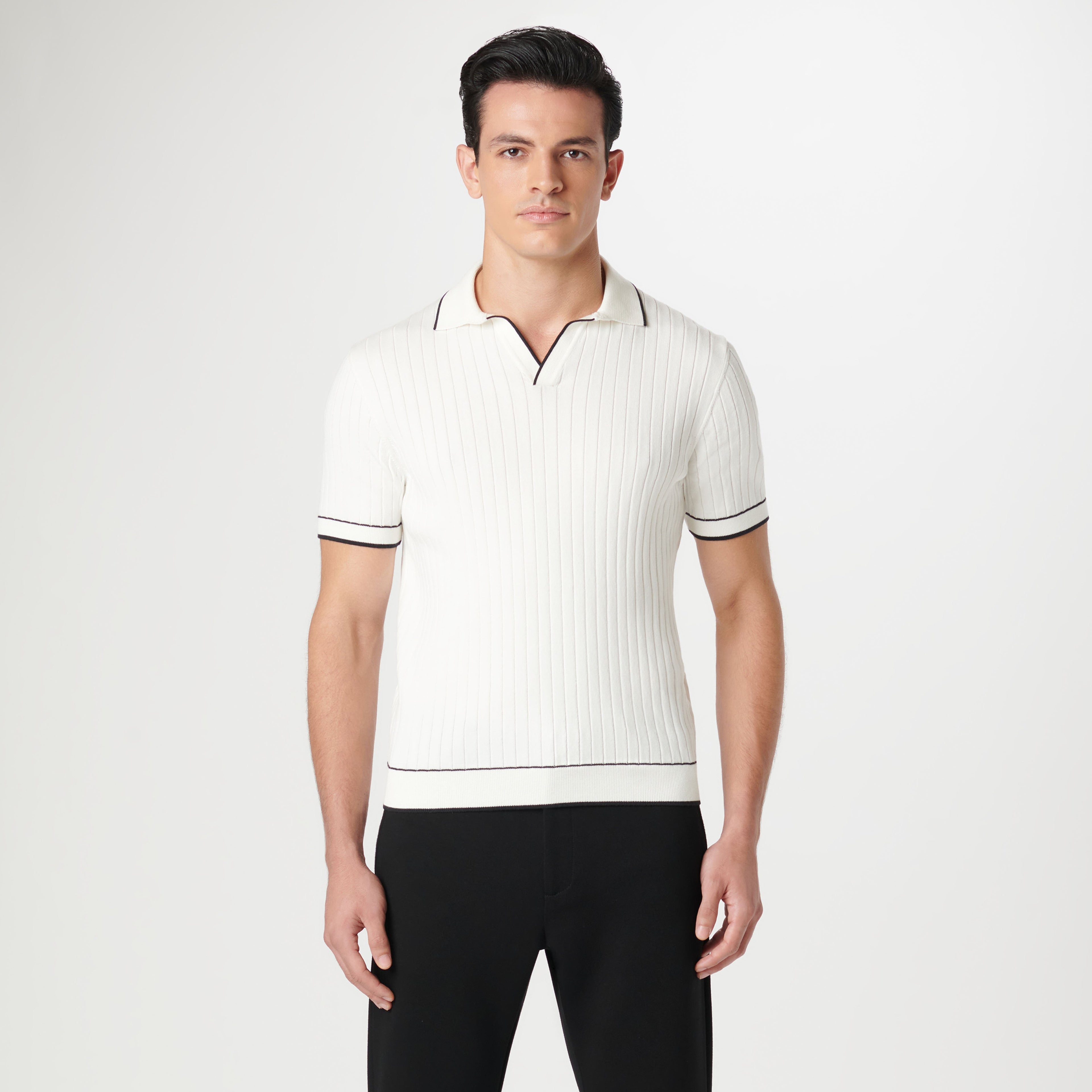 Rib Stitch Short Sleeve Johnny Sweater
