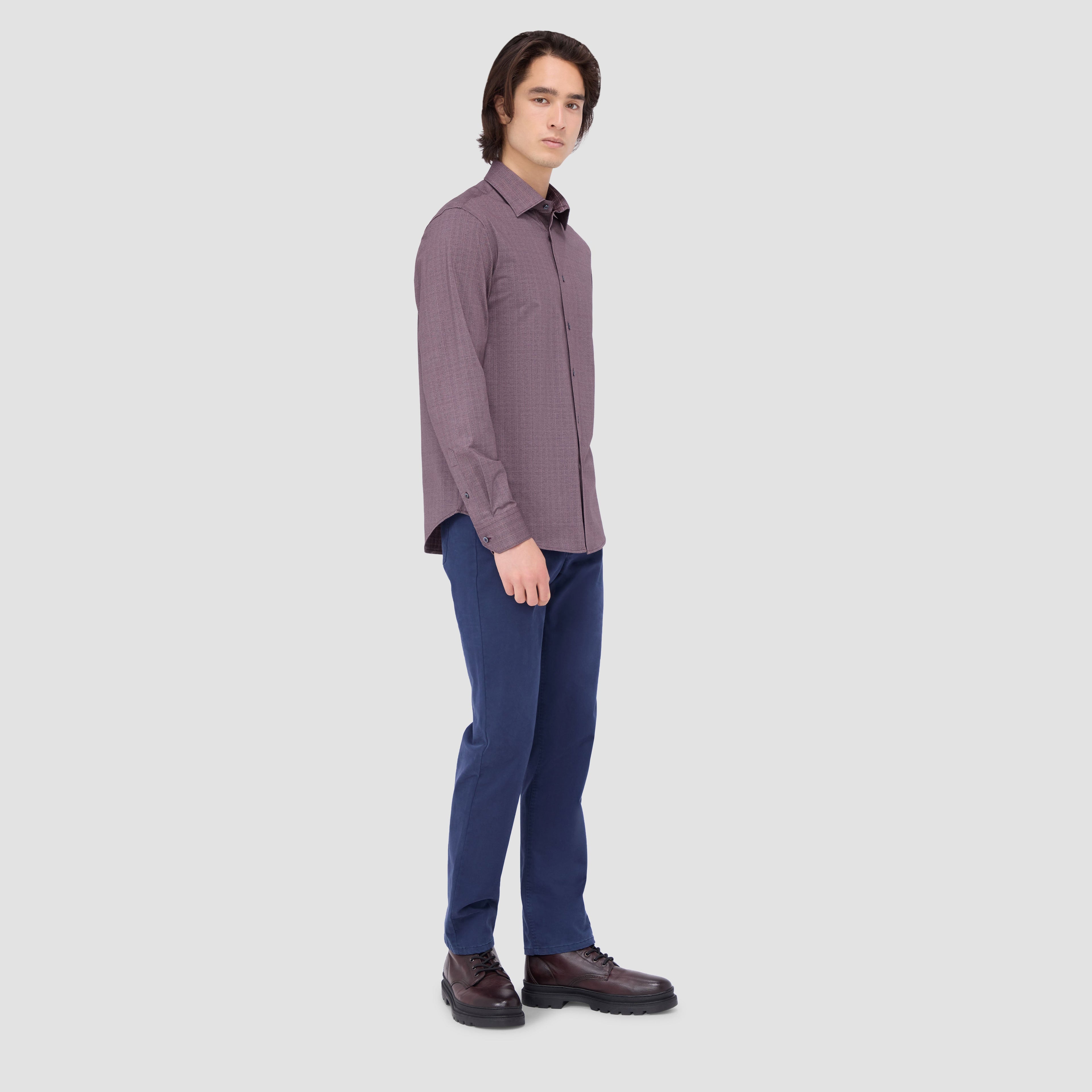 Jimmy Double Sided Herringbone/Check OoohCotton Shirt