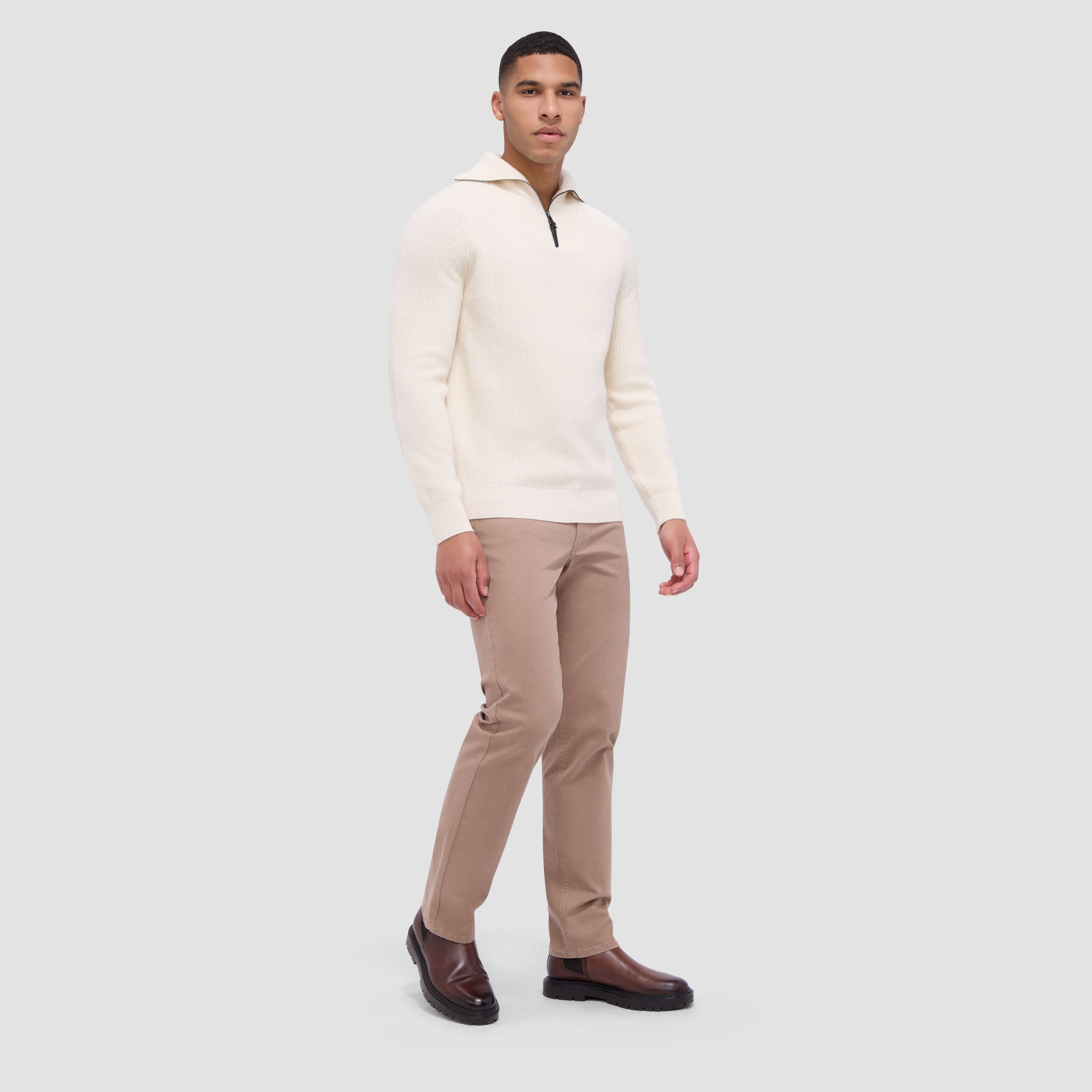 Fisherman Rib-Stitch Quarter-Zip Sweater