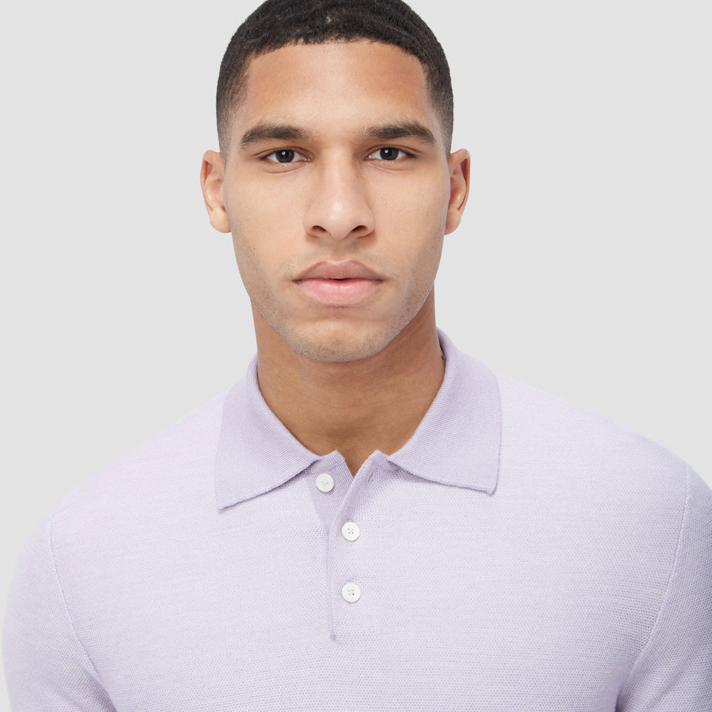 Bird's Eye Jacquard Polo Sweater